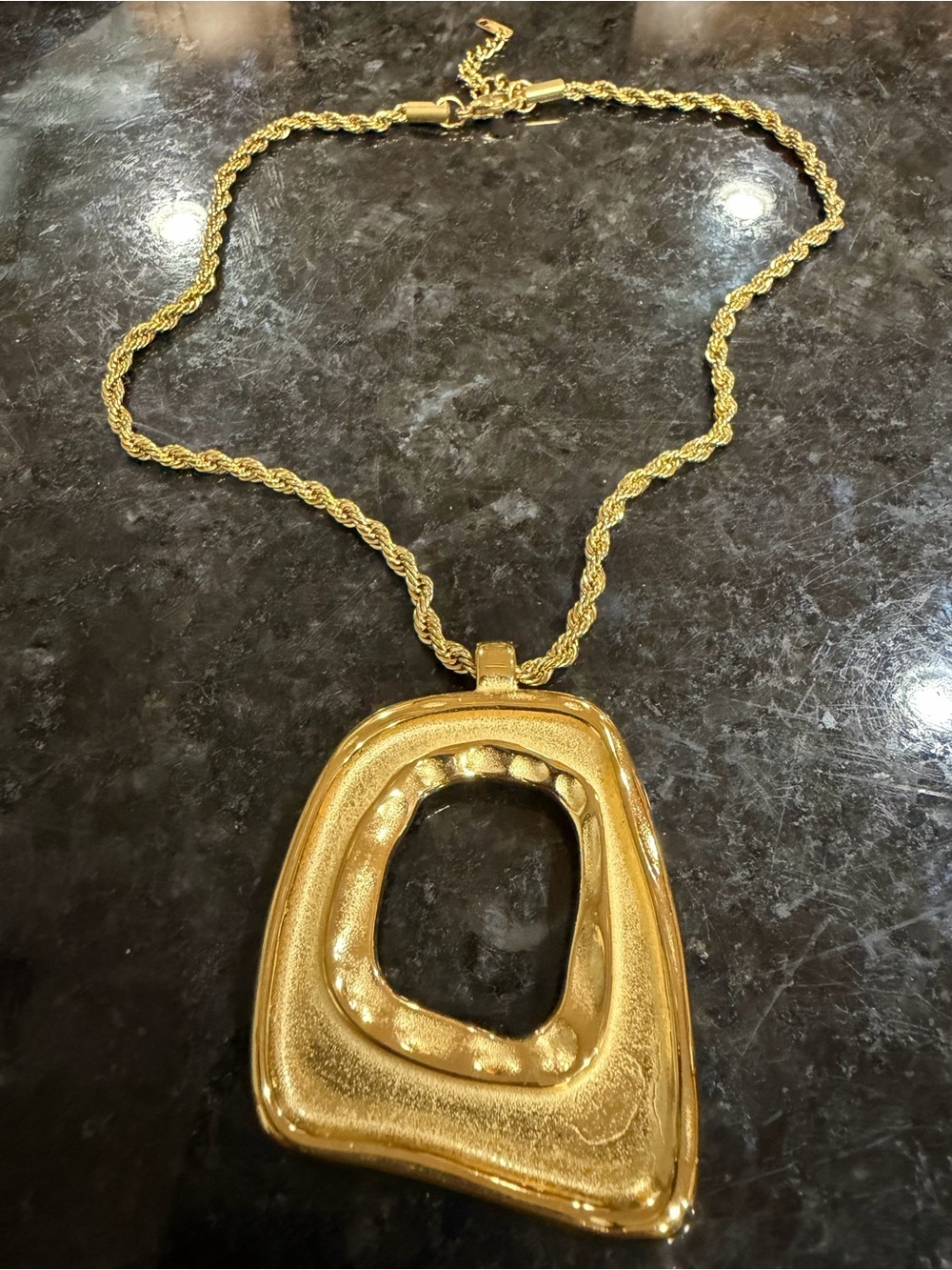 Gold-Tone Sculptural Pendant Necklace - Women's Statement Jewelry